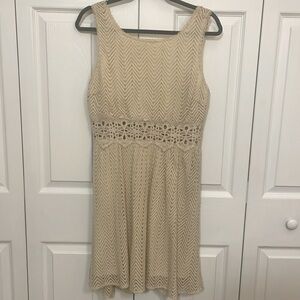 Ya Los Angeles Cream Crochet Cutout Dress